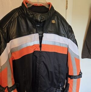 Elements Men's Black and Orange Motorcycle Jacket L In Good Cond
